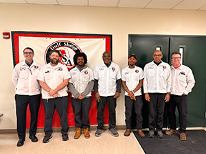 L to R - Robbie Deason, Plant Manager, Bill Hawkins, Khaylen Bivins, Oluseyi Oroge, Carlton Davis, Roy White, and Adam Fitch, Corporate Director Administration